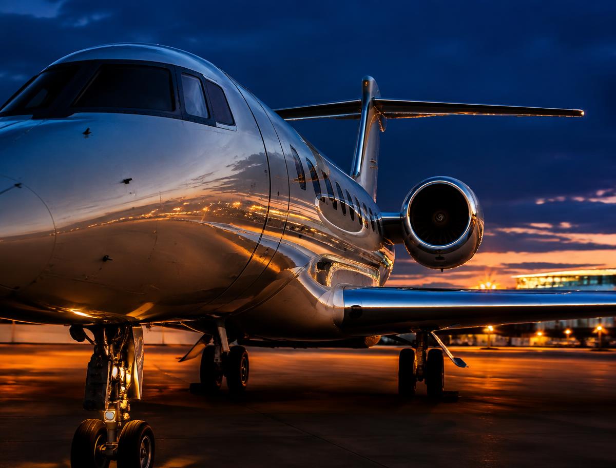 Private jet on the ramp